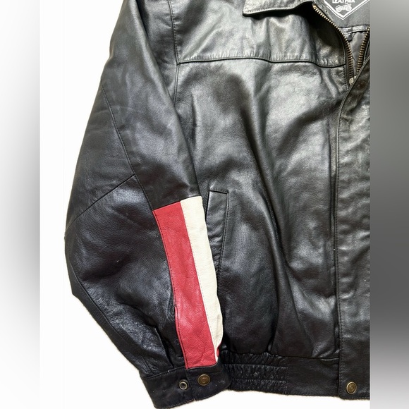 Diamond Plate Genuine Leather USA Eagle Jacket Black Biker Moto Boxy Work Style - Picture 11 of 11